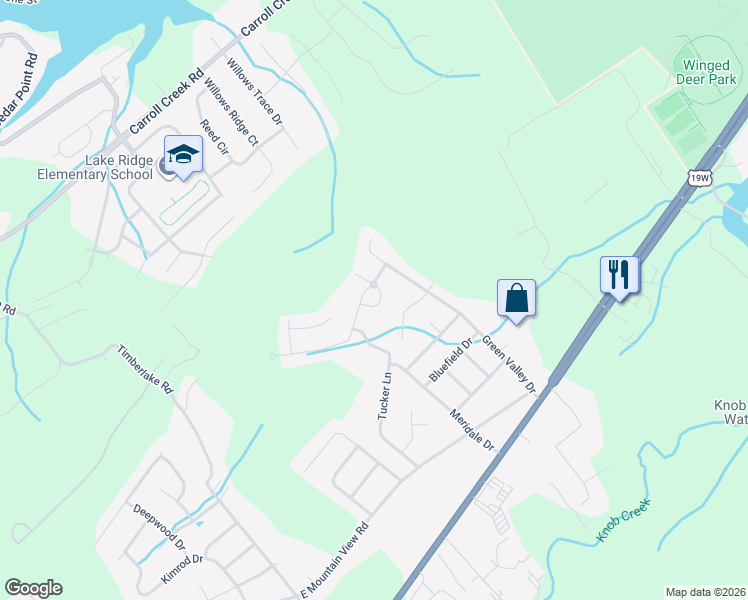 map of restaurants, bars, coffee shops, grocery stores, and more near 64 Dunham Cir in Johnson City