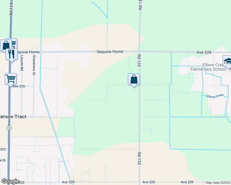 map of restaurants, bars, coffee shops, grocery stores, and more near 32595 Road 132 in Visalia