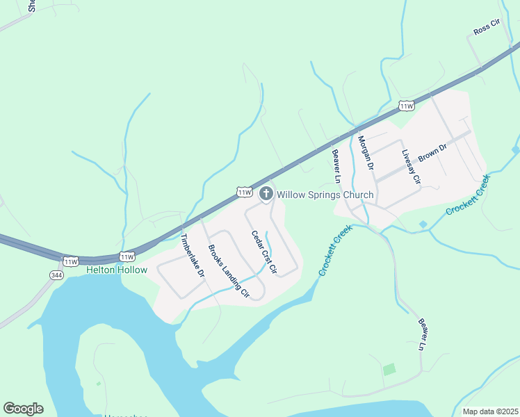 map of restaurants, bars, coffee shops, grocery stores, and more near 125 Cedar Crest Circle in Rogersville