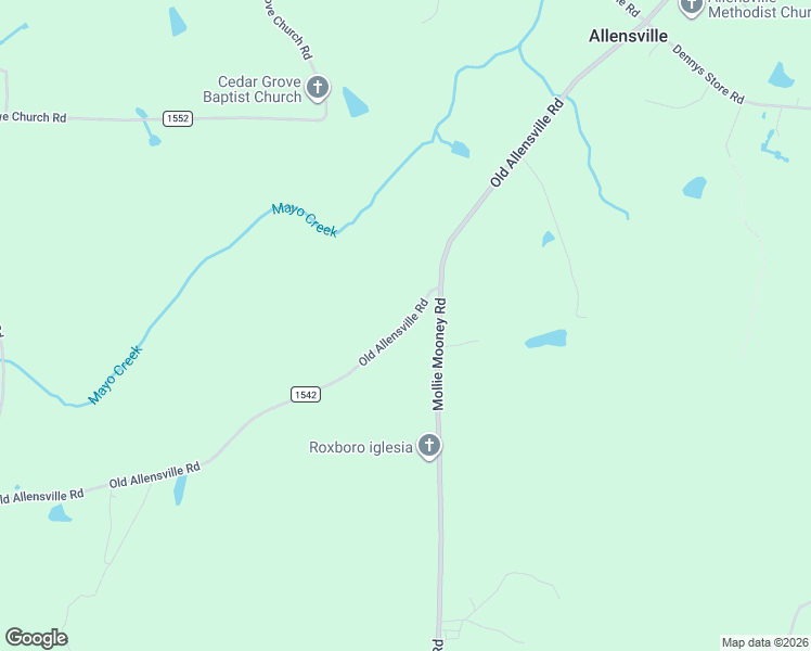 map of restaurants, bars, coffee shops, grocery stores, and more near 3549 Old Allensville Road in Roxboro
