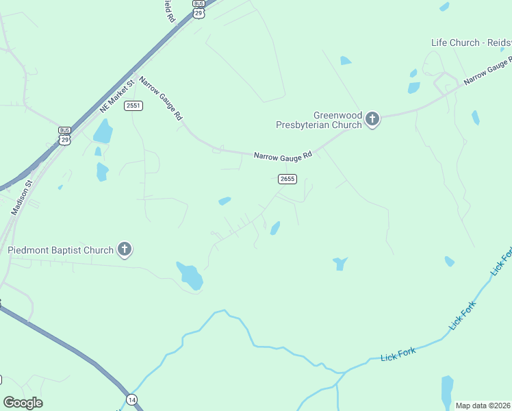 map of restaurants, bars, coffee shops, grocery stores, and more near 220 Pennington Road in Reidsville