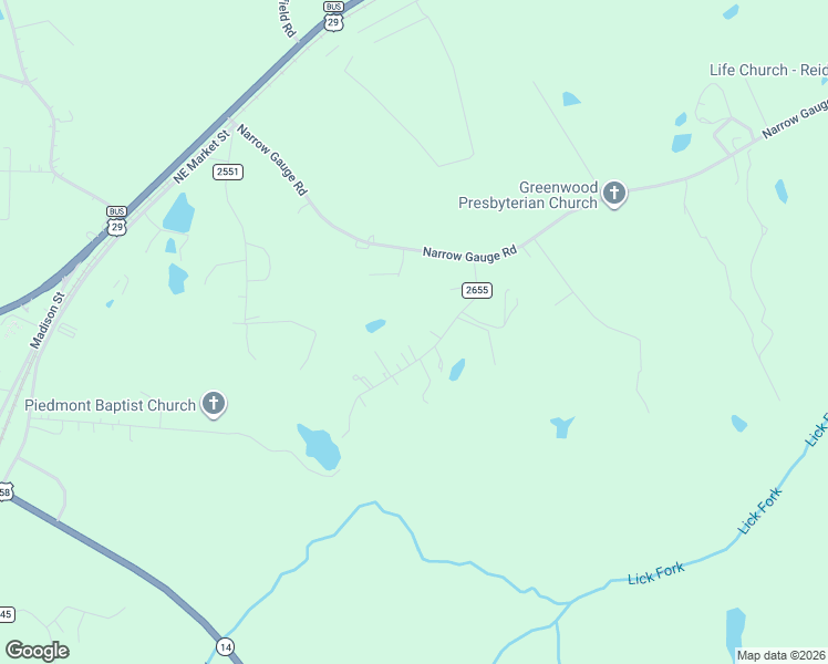 map of restaurants, bars, coffee shops, grocery stores, and more near 220 Pennington Road in Reidsville