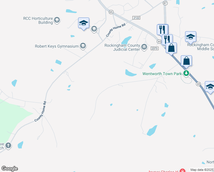 map of restaurants, bars, coffee shops, grocery stores, and more near 441 Peach Tree Road in Reidsville
