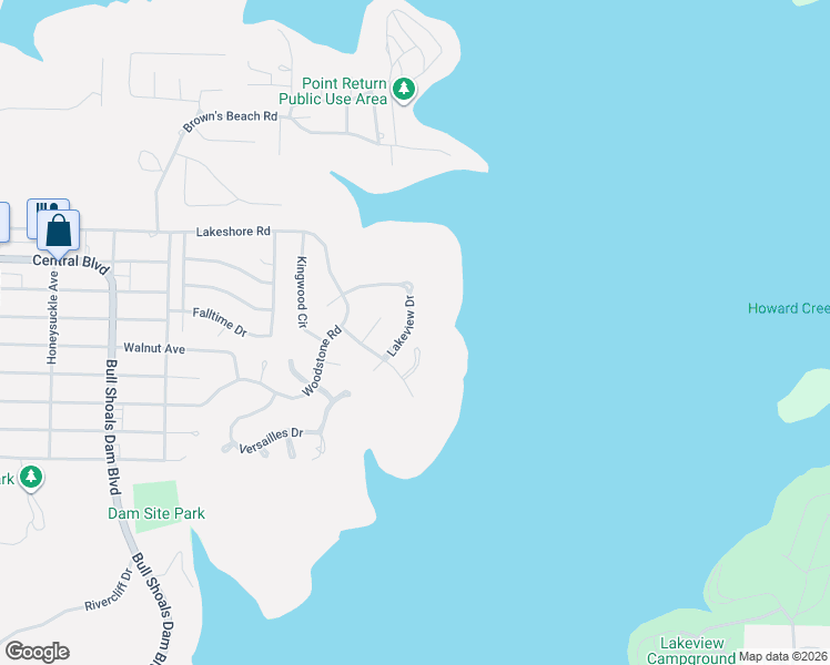 map of restaurants, bars, coffee shops, grocery stores, and more near 103 Edgehill Place in Bull Shoals