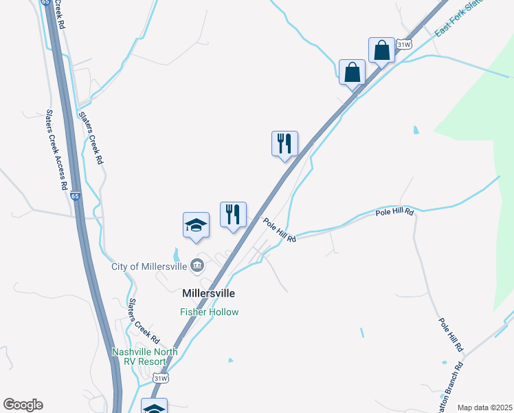 map of restaurants, bars, coffee shops, grocery stores, and more near 1276 Louisville Highway in Goodlettsville