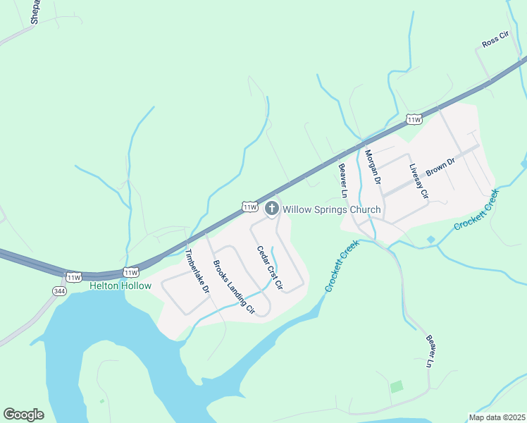 map of restaurants, bars, coffee shops, grocery stores, and more near 125 Cedar Crest Circle in Rogersville