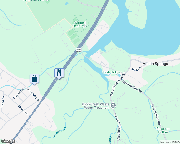 map of restaurants, bars, coffee shops, grocery stores, and more near 341 Coldwater Drive in Johnson City