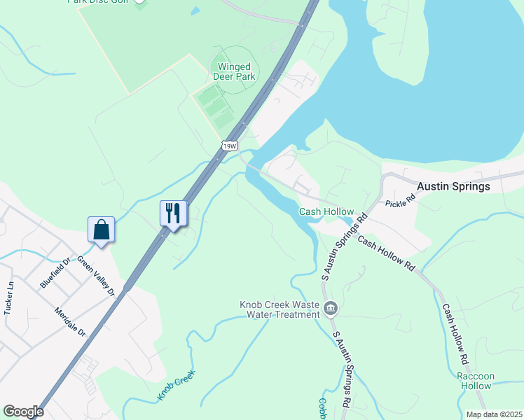 map of restaurants, bars, coffee shops, grocery stores, and more near 341 Coldwater Drive in Johnson City