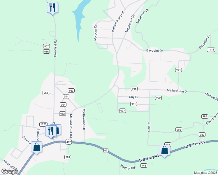 map of restaurants, bars, coffee shops, grocery stores, and more near 698 Mallard Point Road in Mountain Home