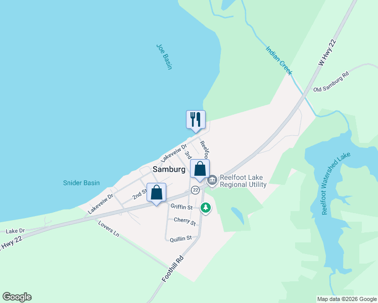map of restaurants, bars, coffee shops, grocery stores, and more near 476 East Lakeview Drive in Hornbeak