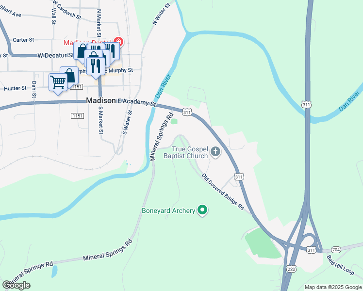 map of restaurants, bars, coffee shops, grocery stores, and more near 232 Alene Loop in Madison