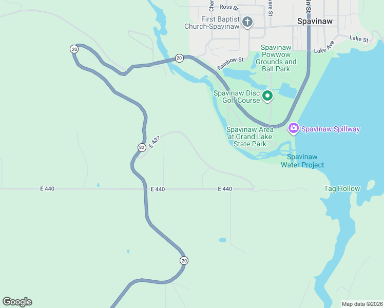 map of restaurants, bars, coffee shops, grocery stores, and more near 403 East 437 in Spavinaw