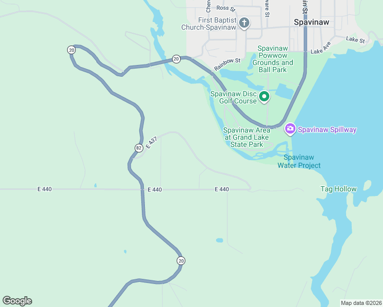 map of restaurants, bars, coffee shops, grocery stores, and more near 403 East 437 in Spavinaw