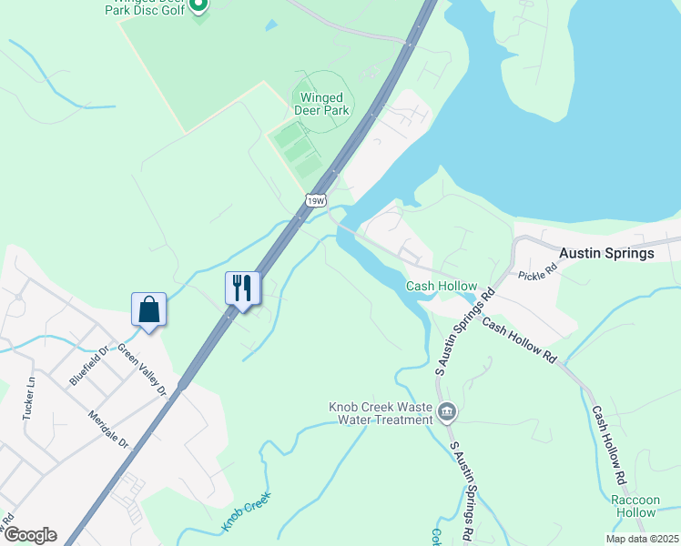 map of restaurants, bars, coffee shops, grocery stores, and more near 297 Coldwater Drive in Johnson City