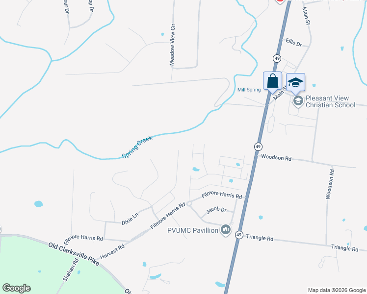 map of restaurants, bars, coffee shops, grocery stores, and more near 105 Dixie Ln in Pleasant View