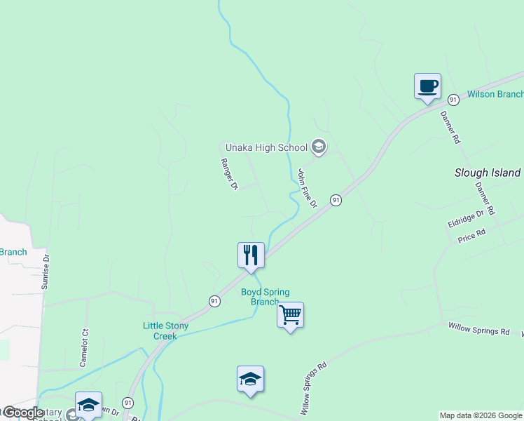 map of restaurants, bars, coffee shops, grocery stores, and more near 102 Forest Dr in Elizabethton