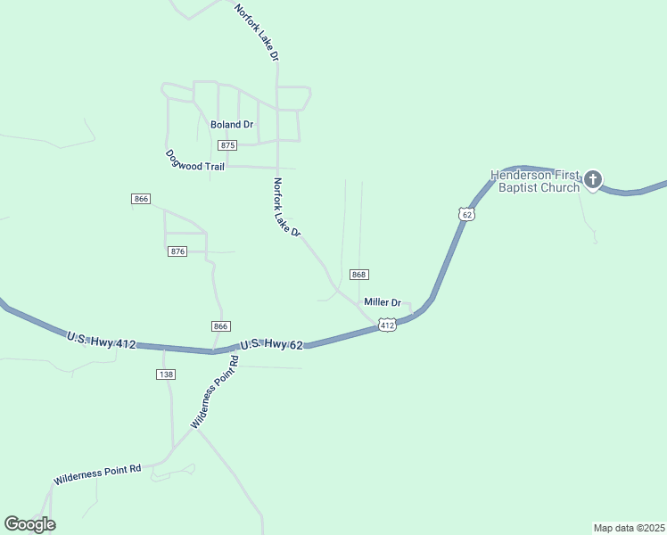 map of restaurants, bars, coffee shops, grocery stores, and more near 221 Norfork Lake Road in Henderson
