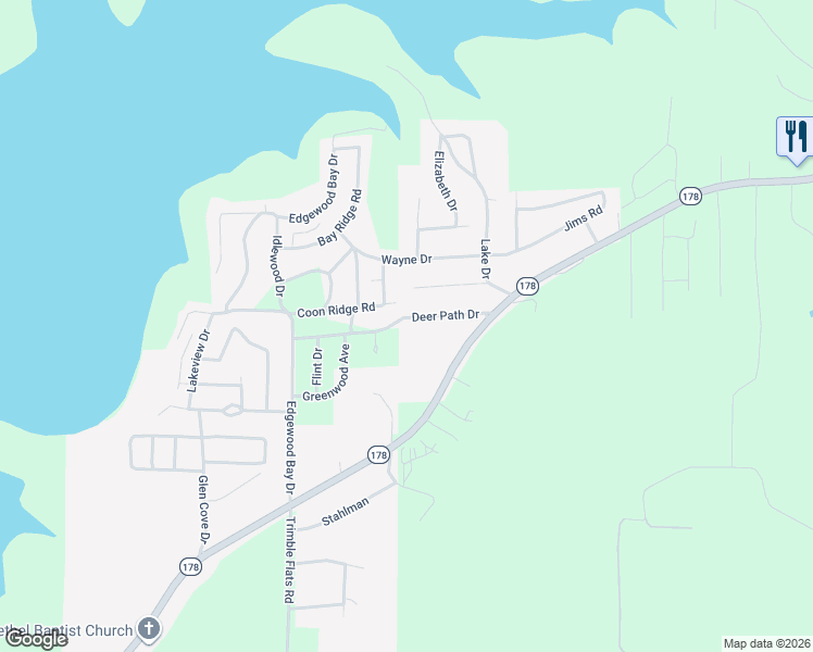 map of restaurants, bars, coffee shops, grocery stores, and more near 206 Deer Path Drive in Lakeview