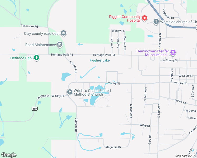 map of restaurants, bars, coffee shops, grocery stores, and more near 2051 West Clay Street in Piggott