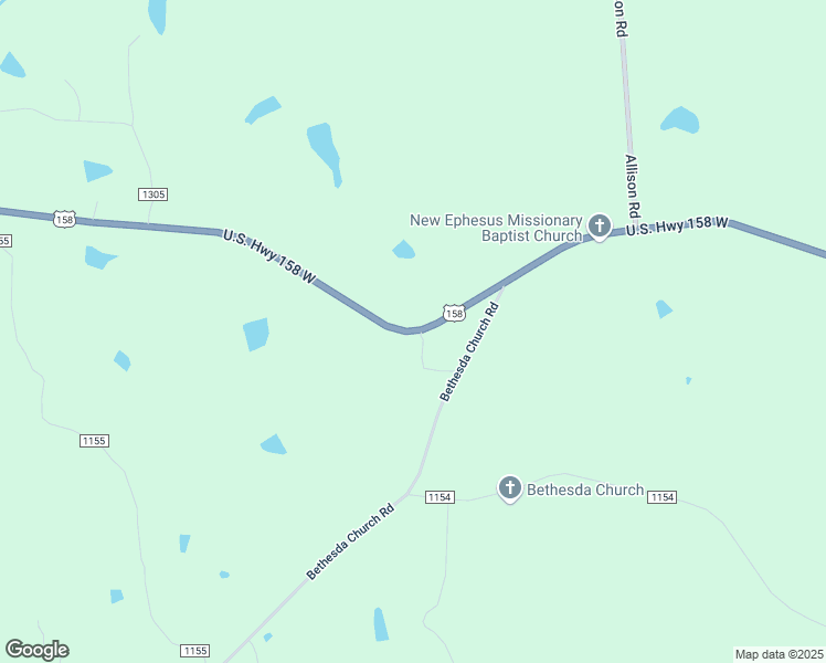 map of restaurants, bars, coffee shops, grocery stores, and more near 9409 U.S. Highway 158 West in Ruffin