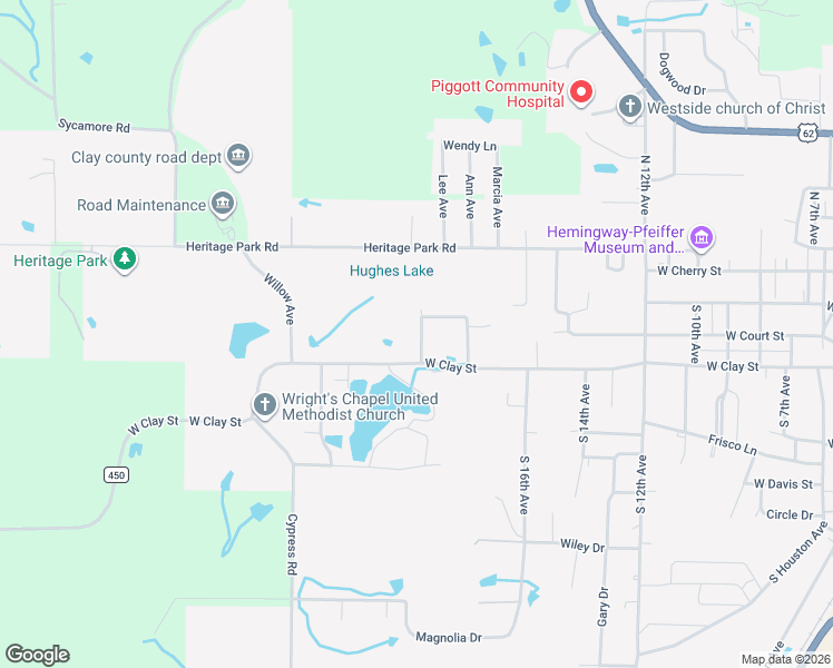 map of restaurants, bars, coffee shops, grocery stores, and more near 2051 West Clay Street in Piggott