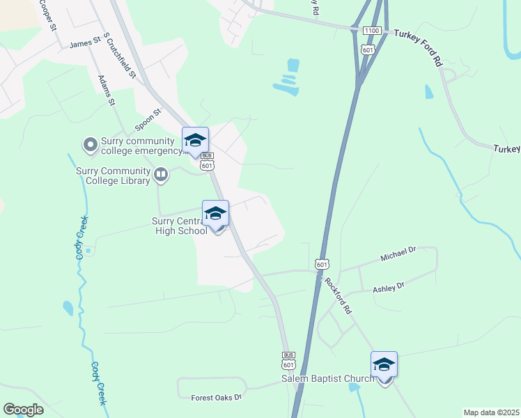 map of restaurants, bars, coffee shops, grocery stores, and more near 800 College Place Avenue in Dobson