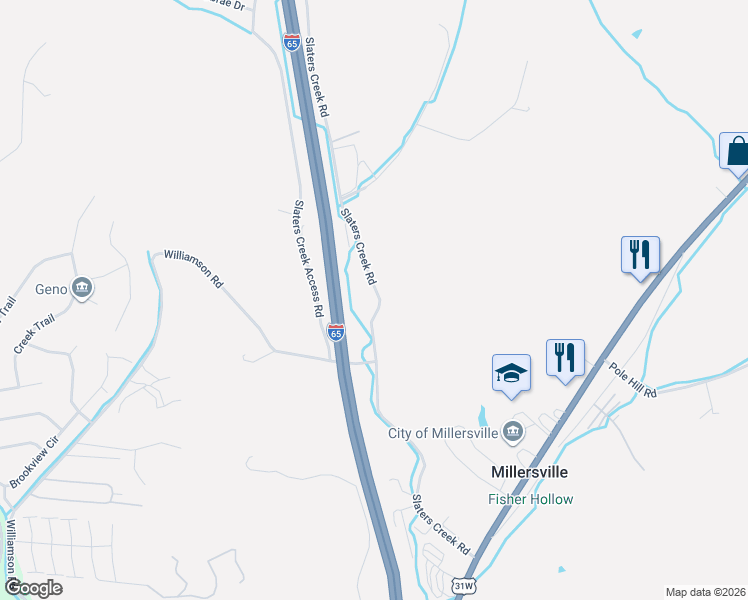 map of restaurants, bars, coffee shops, grocery stores, and more near 1239 Slaters Creek Road in Goodlettsville