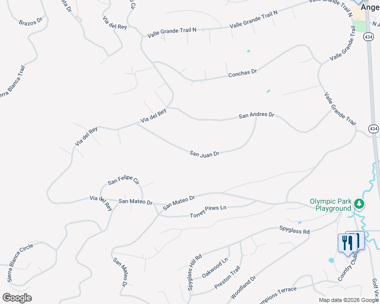 map of restaurants, bars, coffee shops, grocery stores, and more near San Juan Drive in Angel Fire