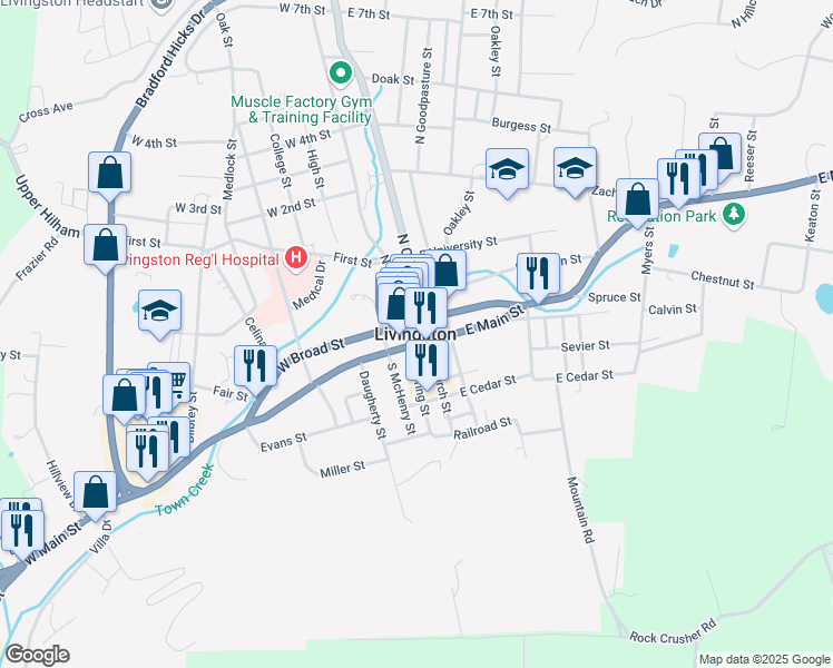 map of restaurants, bars, coffee shops, grocery stores, and more near in Livingston