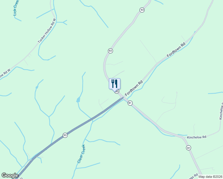 map of restaurants, bars, coffee shops, grocery stores, and more near 412 Tennessee 93 in Fall Branch