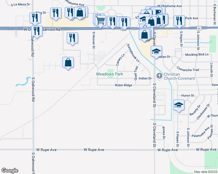 map of restaurants, bars, coffee shops, grocery stores, and more near 2706-2710 Robin Ridge in Enid