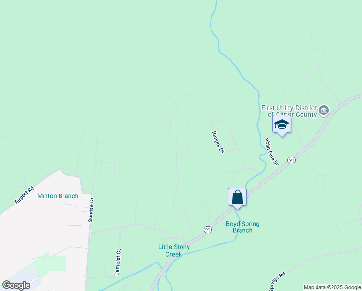 map of restaurants, bars, coffee shops, grocery stores, and more near 329 Stoney View Drive in Elizabethton