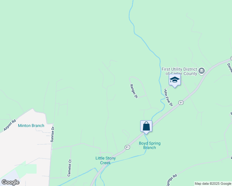 map of restaurants, bars, coffee shops, grocery stores, and more near 329 Stoney View Drive in Elizabethton