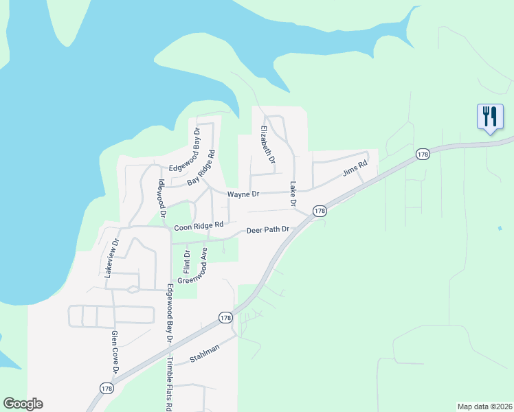 map of restaurants, bars, coffee shops, grocery stores, and more near 135 Ravine Drive in Lakeview