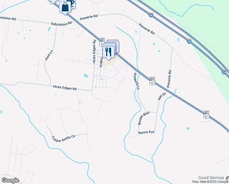 map of restaurants, bars, coffee shops, grocery stores, and more near 254 Village Square in Pleasant View
