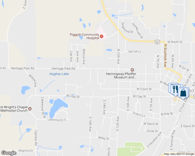 map of restaurants, bars, coffee shops, grocery stores, and more near 150 North 15th Avenue in Piggott