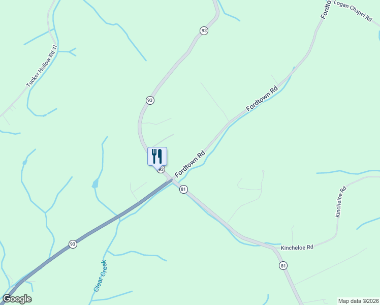 map of restaurants, bars, coffee shops, grocery stores, and more near 138 Fordtown Road in Fall Branch