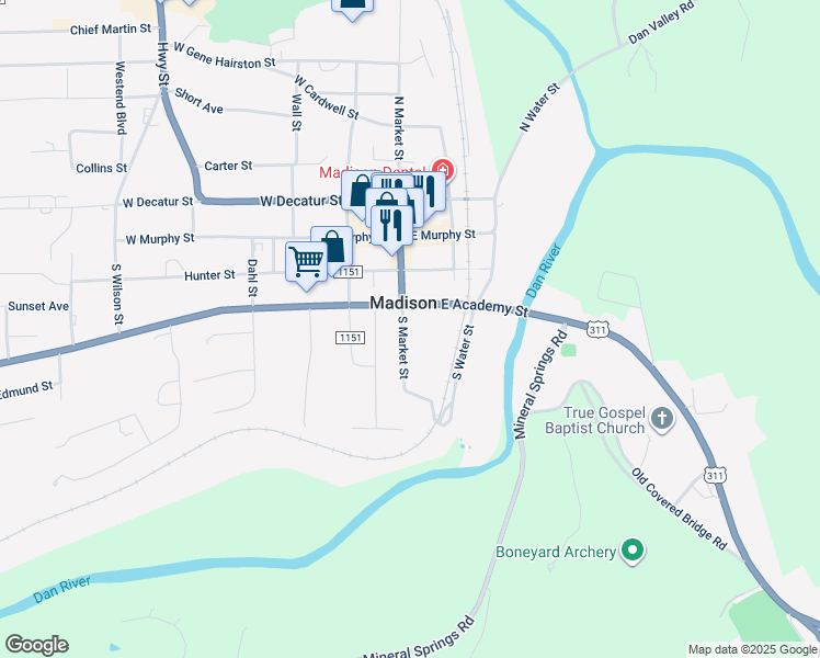 map of restaurants, bars, coffee shops, grocery stores, and more near 307 S Market St in Madison