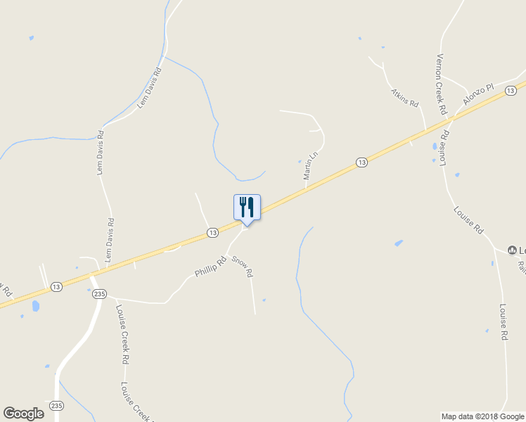 map of restaurants, bars, coffee shops, grocery stores, and more near 742 Highway 13 in Cunningham