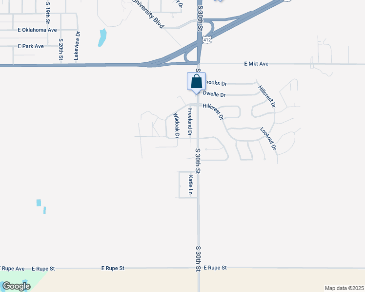 map of restaurants, bars, coffee shops, grocery stores, and more near 934 Wildoak Drive in Enid