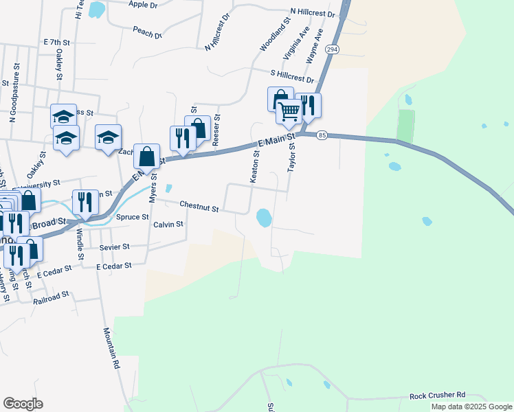 map of restaurants, bars, coffee shops, grocery stores, and more near 207 Keaton Street in Livingston