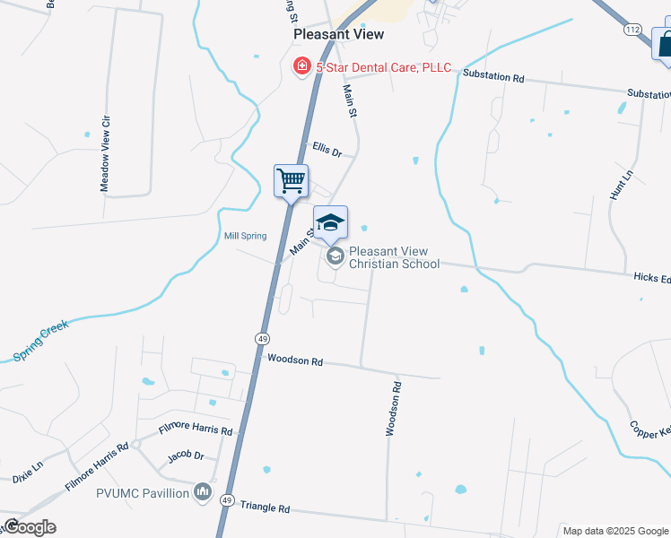 map of restaurants, bars, coffee shops, grocery stores, and more near 160 Hicks Edgen Road in Pleasant View