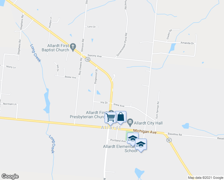 map of restaurants, bars, coffee shops, grocery stores, and more near 1653 Pennsylvania Ave in Jamestown