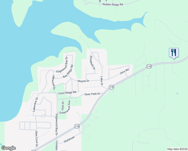 map of restaurants, bars, coffee shops, grocery stores, and more near 49 Elizabeth Way in Lakeview