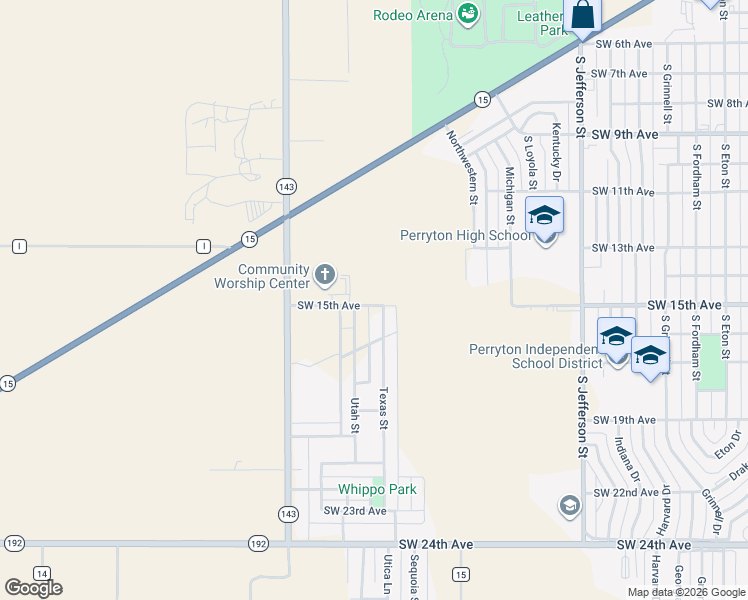 map of restaurants, bars, coffee shops, grocery stores, and more near 2210 Southwest 15th Avenue in Perryton