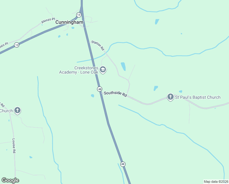 map of restaurants, bars, coffee shops, grocery stores, and more near 167 Southside Road in Cunningham