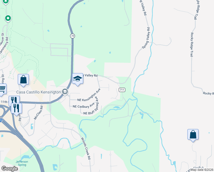 map of restaurants, bars, coffee shops, grocery stores, and more near 4207 NE Kenton Ave in Bentonville