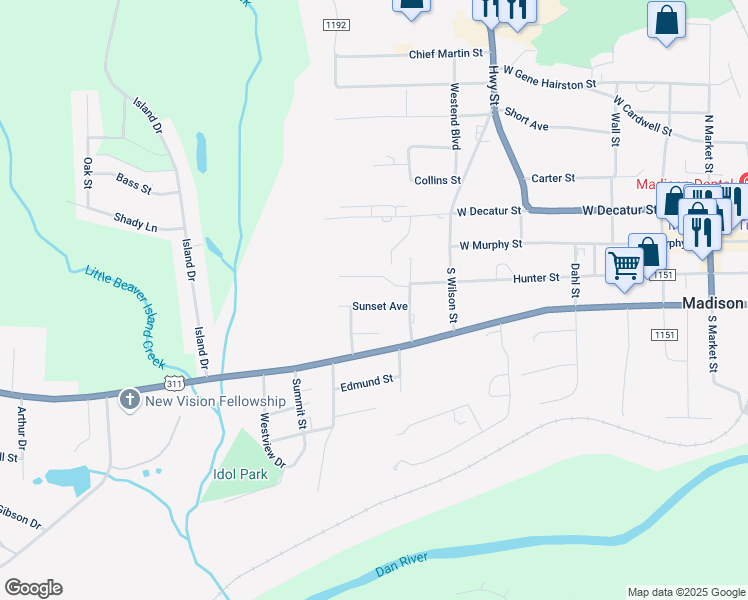 map of restaurants, bars, coffee shops, grocery stores, and more near 712 Sunset Avenue in Madison