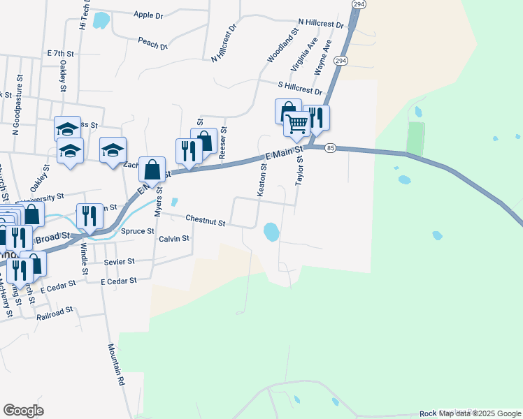 map of restaurants, bars, coffee shops, grocery stores, and more near 207 Keaton Street in Livingston