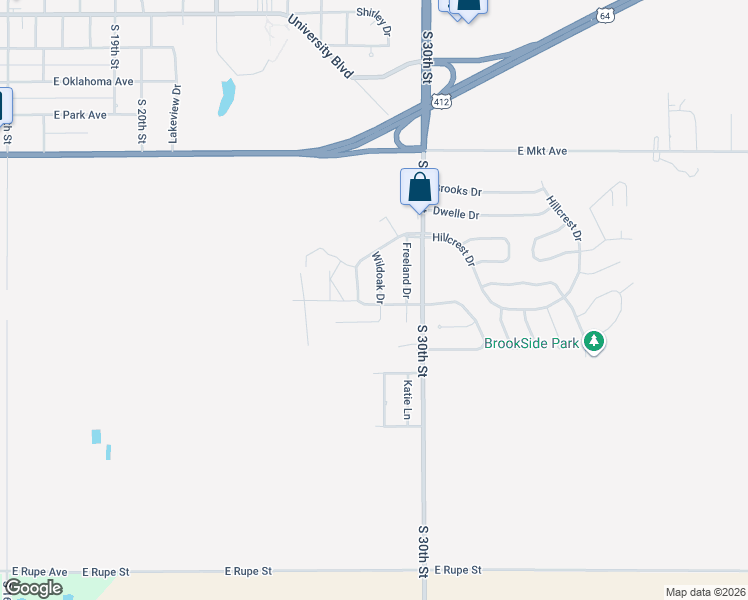map of restaurants, bars, coffee shops, grocery stores, and more near 934 Wildoak Drive in Enid